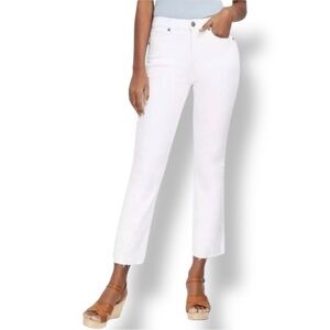LOFT Size 30/10 High Waist Kick Crop Jeans Raw Hem White NWOT Cotton-Elastane